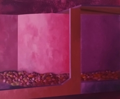 Les murs, roses,